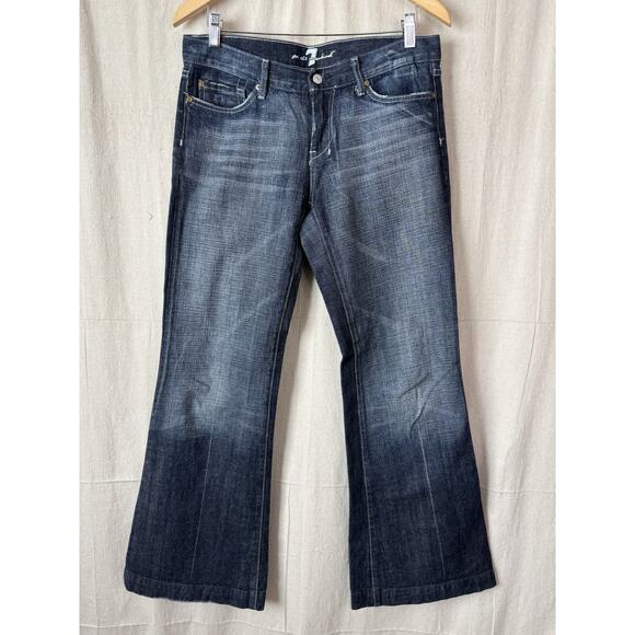 7 For All Mankind Western Cowgirl Flare Denim‎ Jeans Size 30 Dark Wash Cotton US - Picture 1 of 12